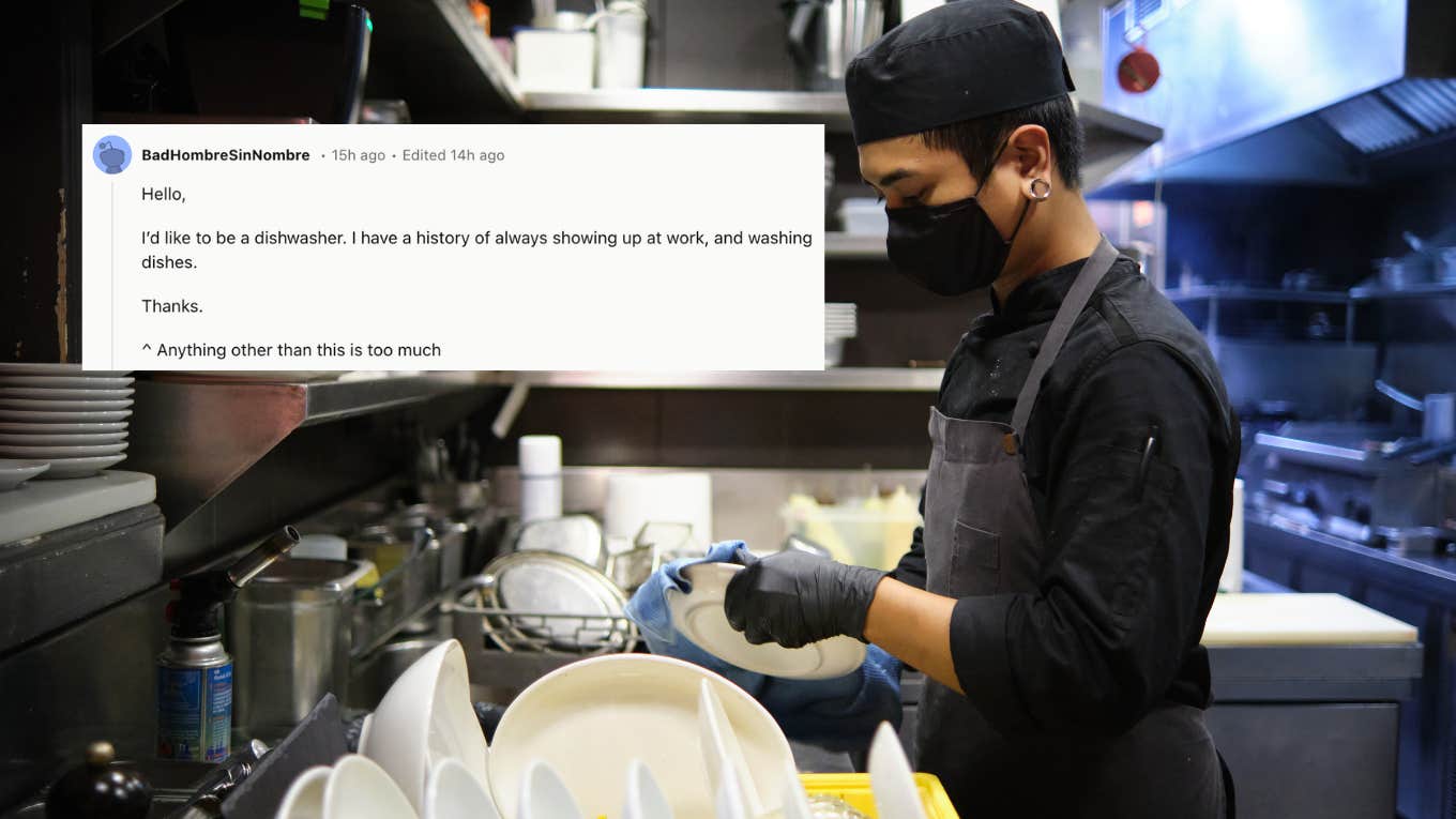 Restaurateur Mad At Lack Of Effort In Job Applications For Dishwashers After Asking Them To Send Cover Letters restaurant dishwasher and Reddit screnshot
