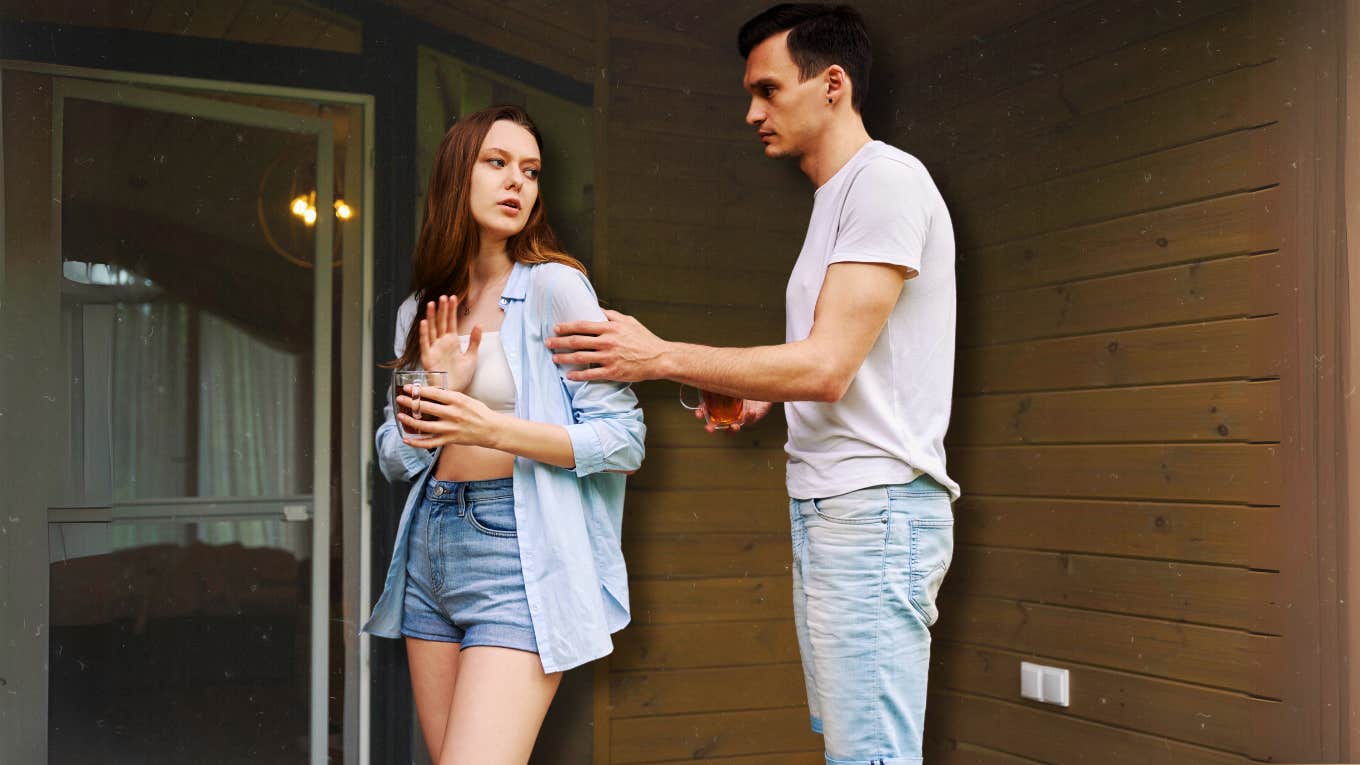 Signs of a bad relationship, man grabbing woman's arm