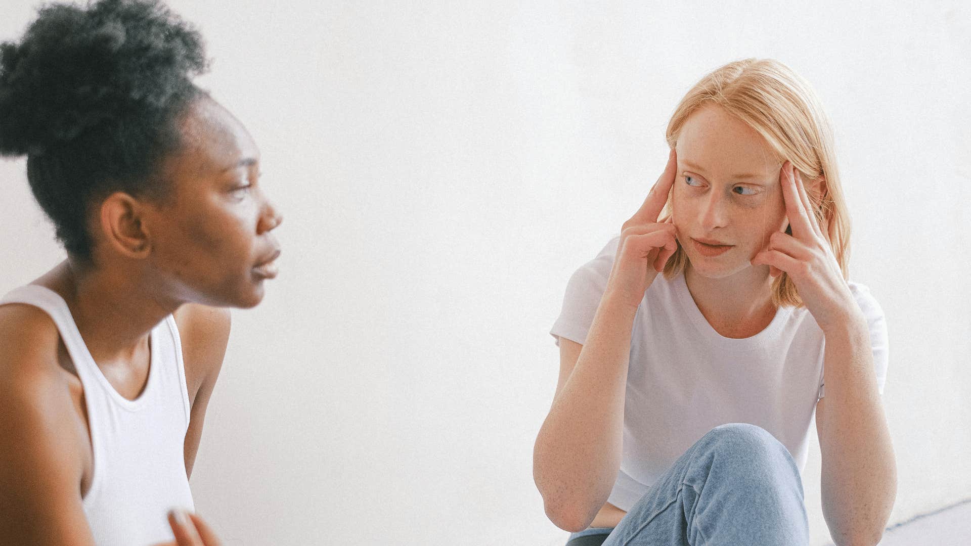 two women talking jargon