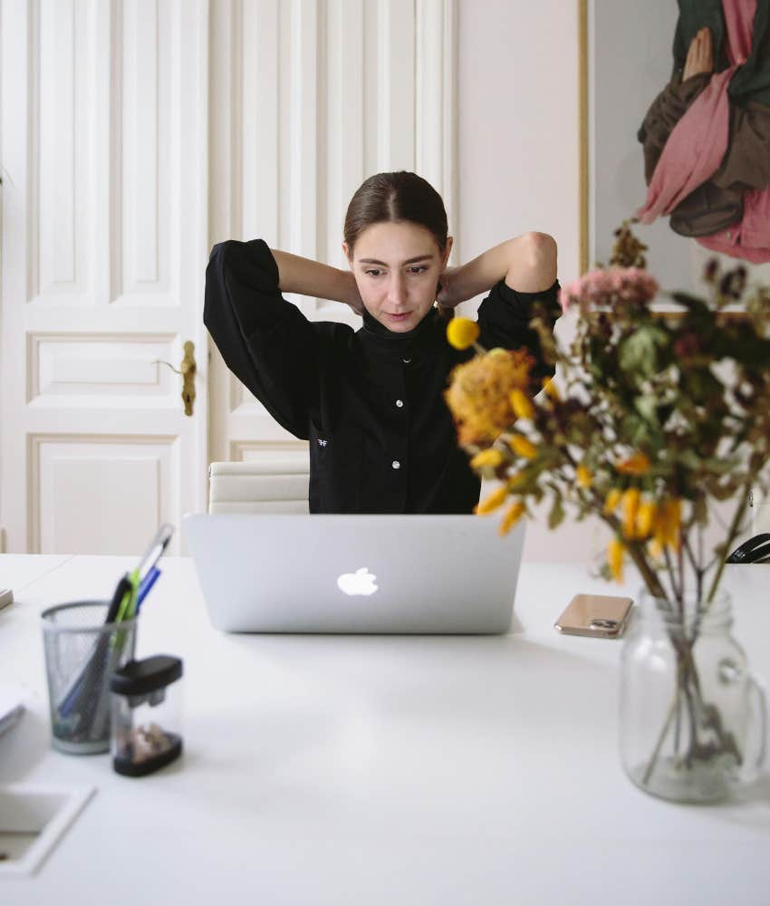 woman working on laptop