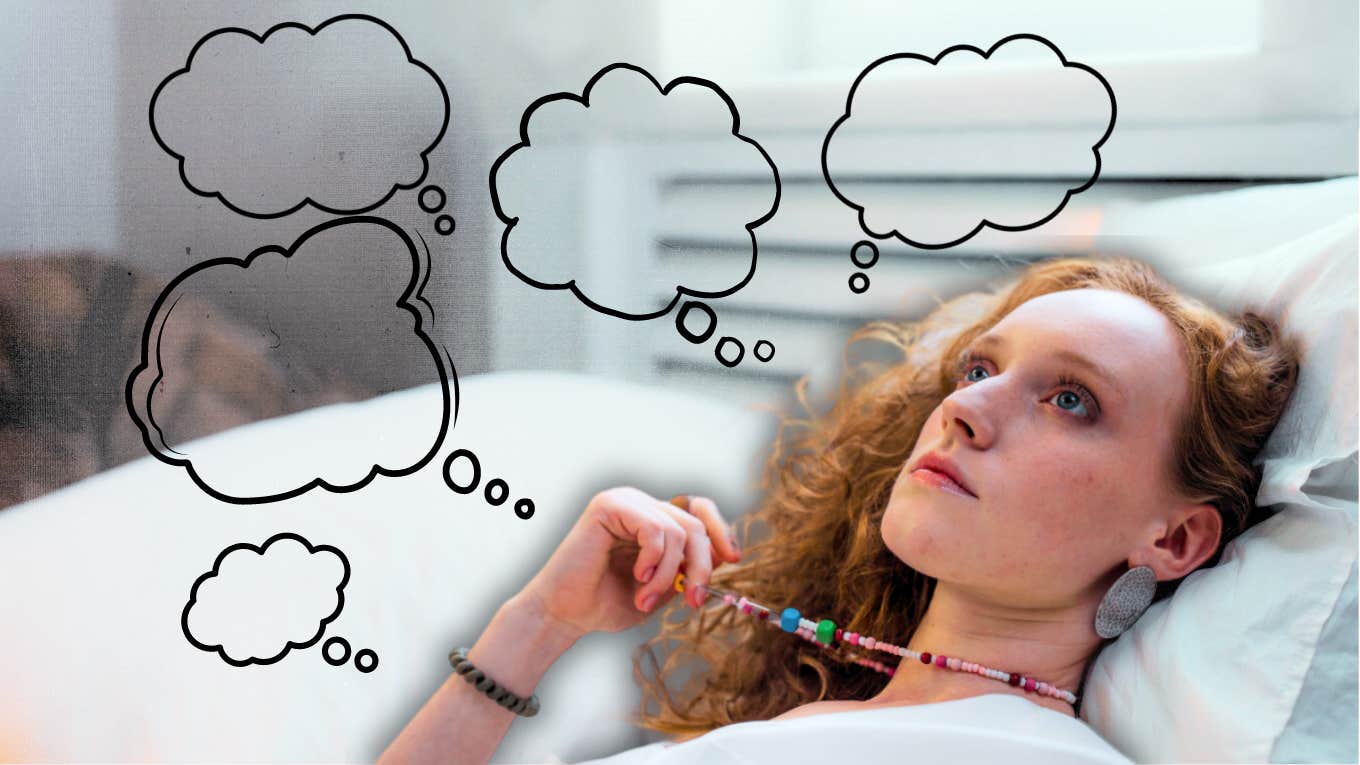 Woman over thinking, finding a way to reduce overthinking 