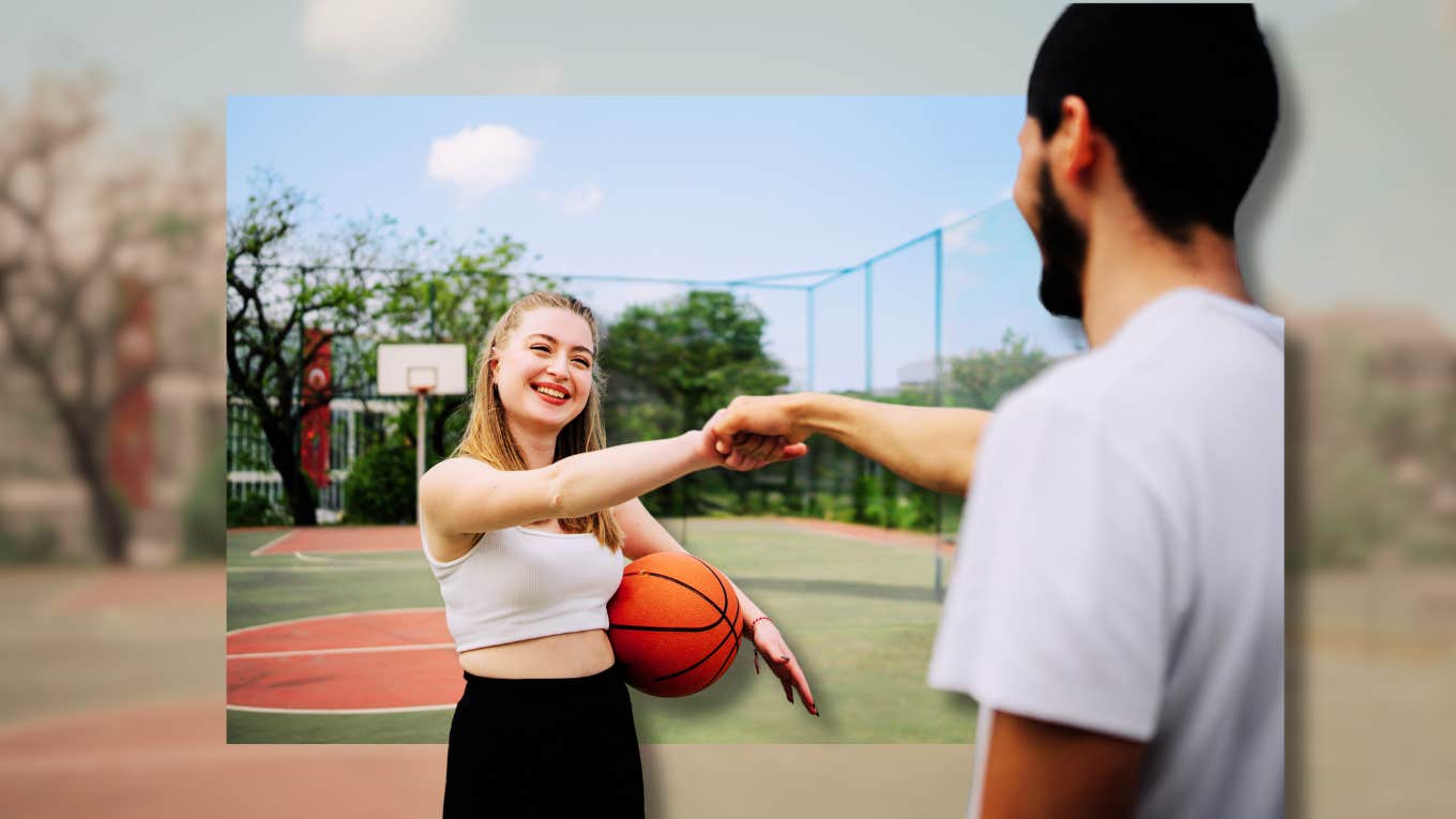 Thirties And Beyond: Top Places To Meet Great Men Top Places to meet great men, woman meeting man at basketball court