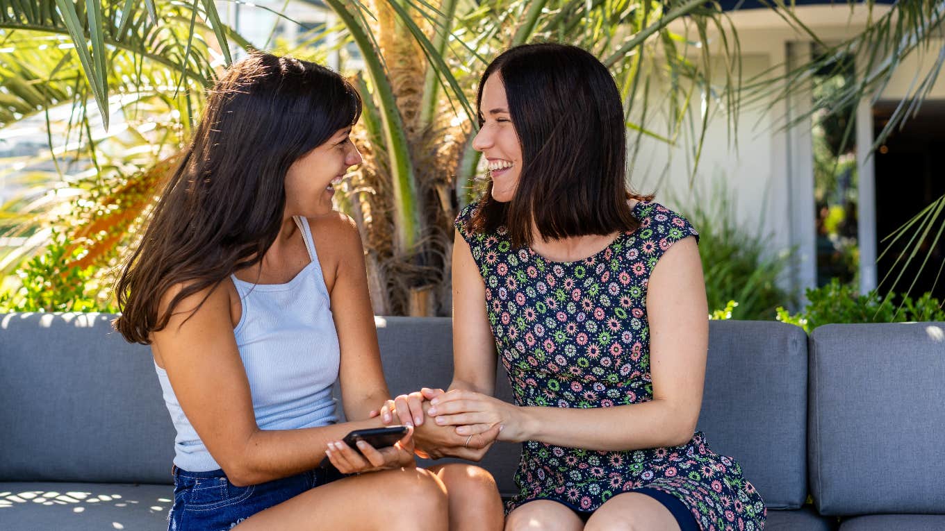 two women having a good conversation