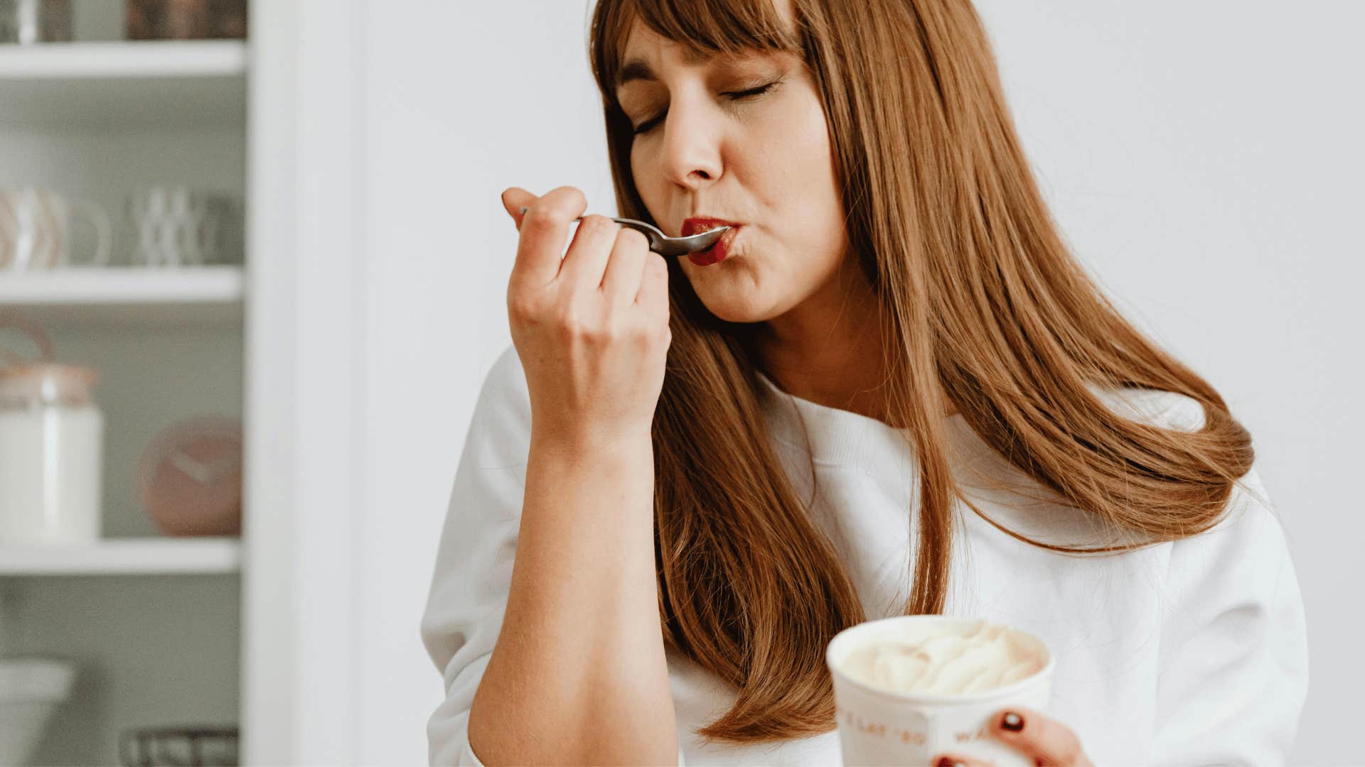 woman enjoying ice cream