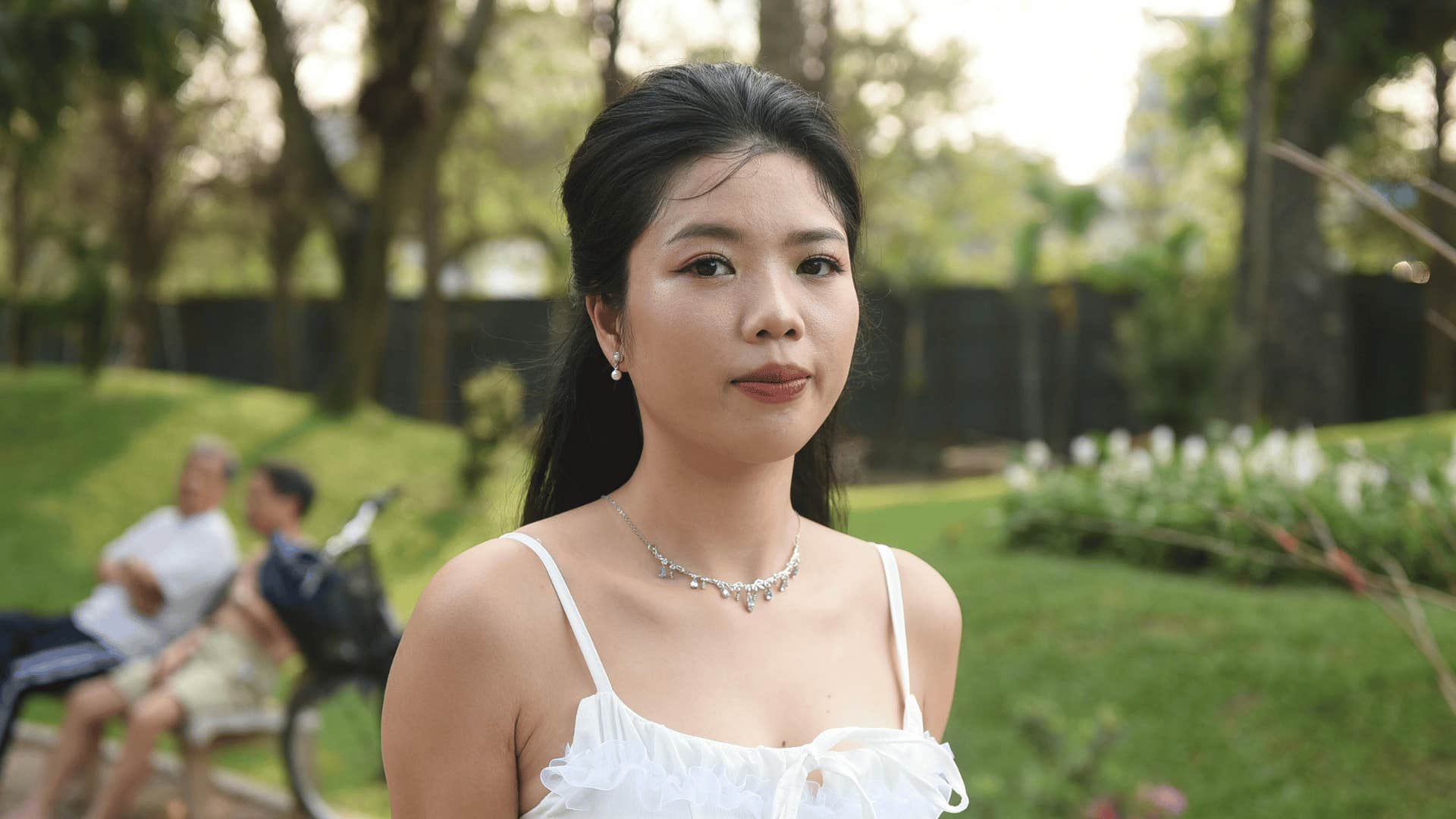 wealthy woman looking serious