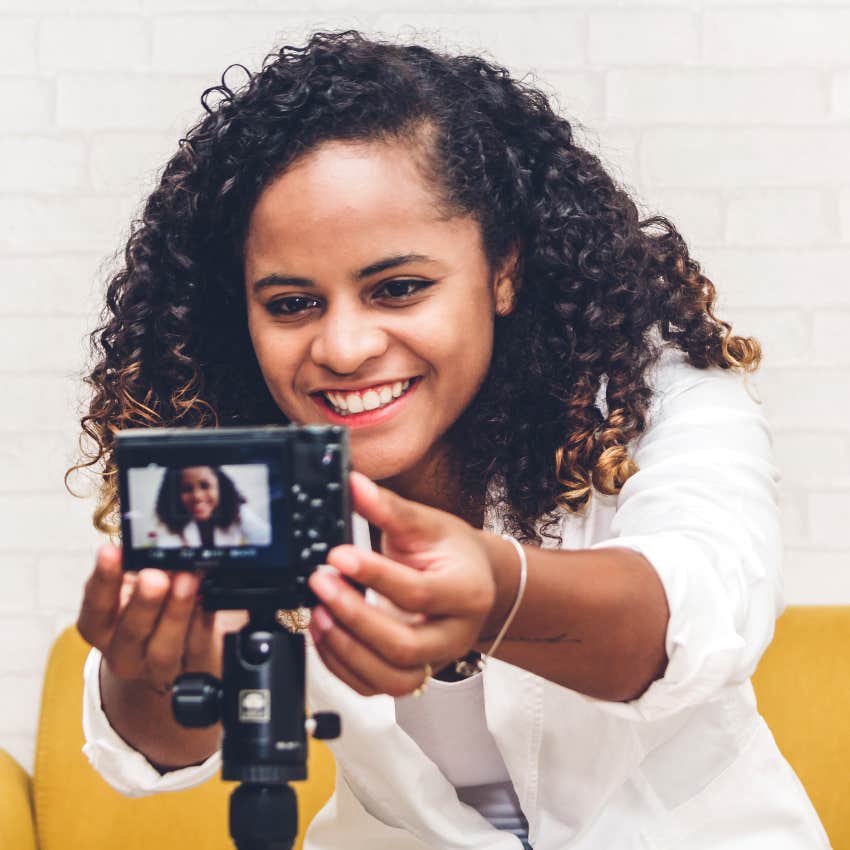 woman recording a video