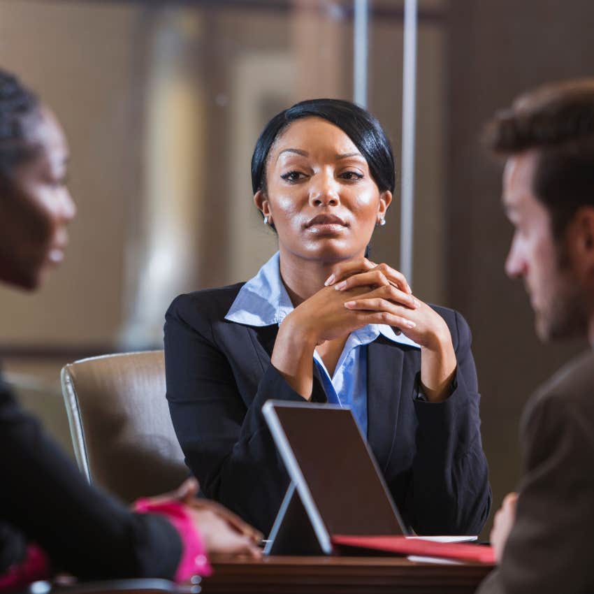 angry woman in meeting