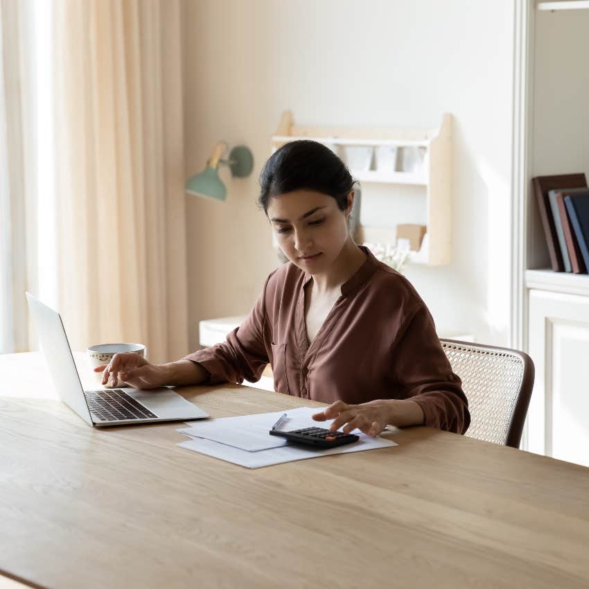 Woman working on finances