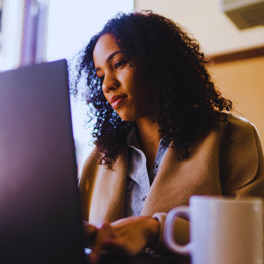 woman working on laptop in an office