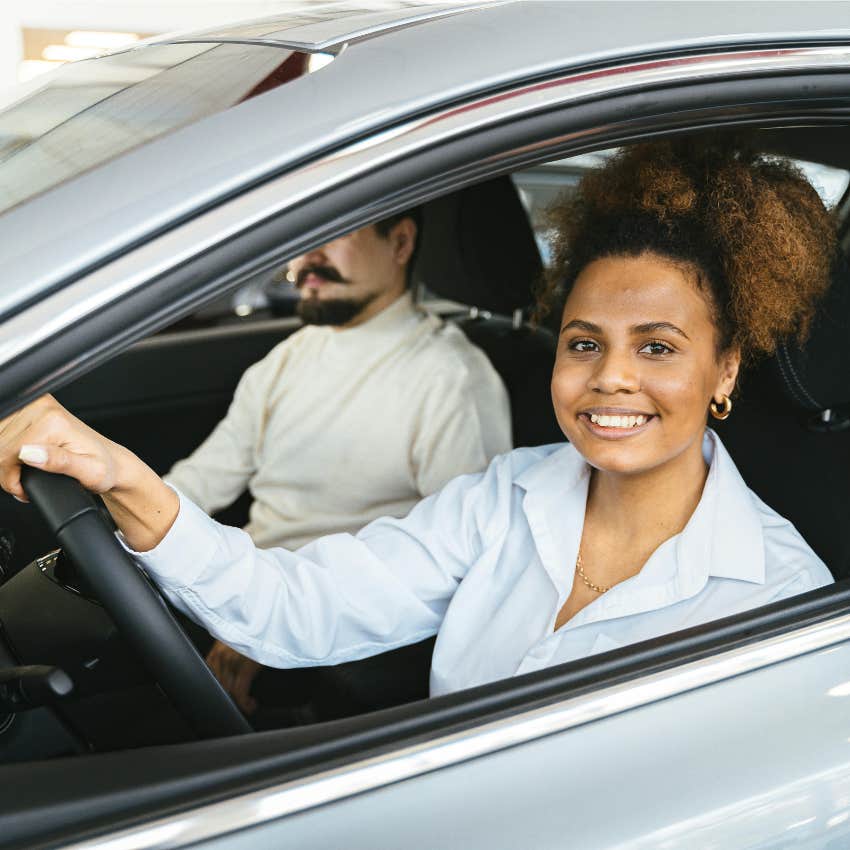 woman in car