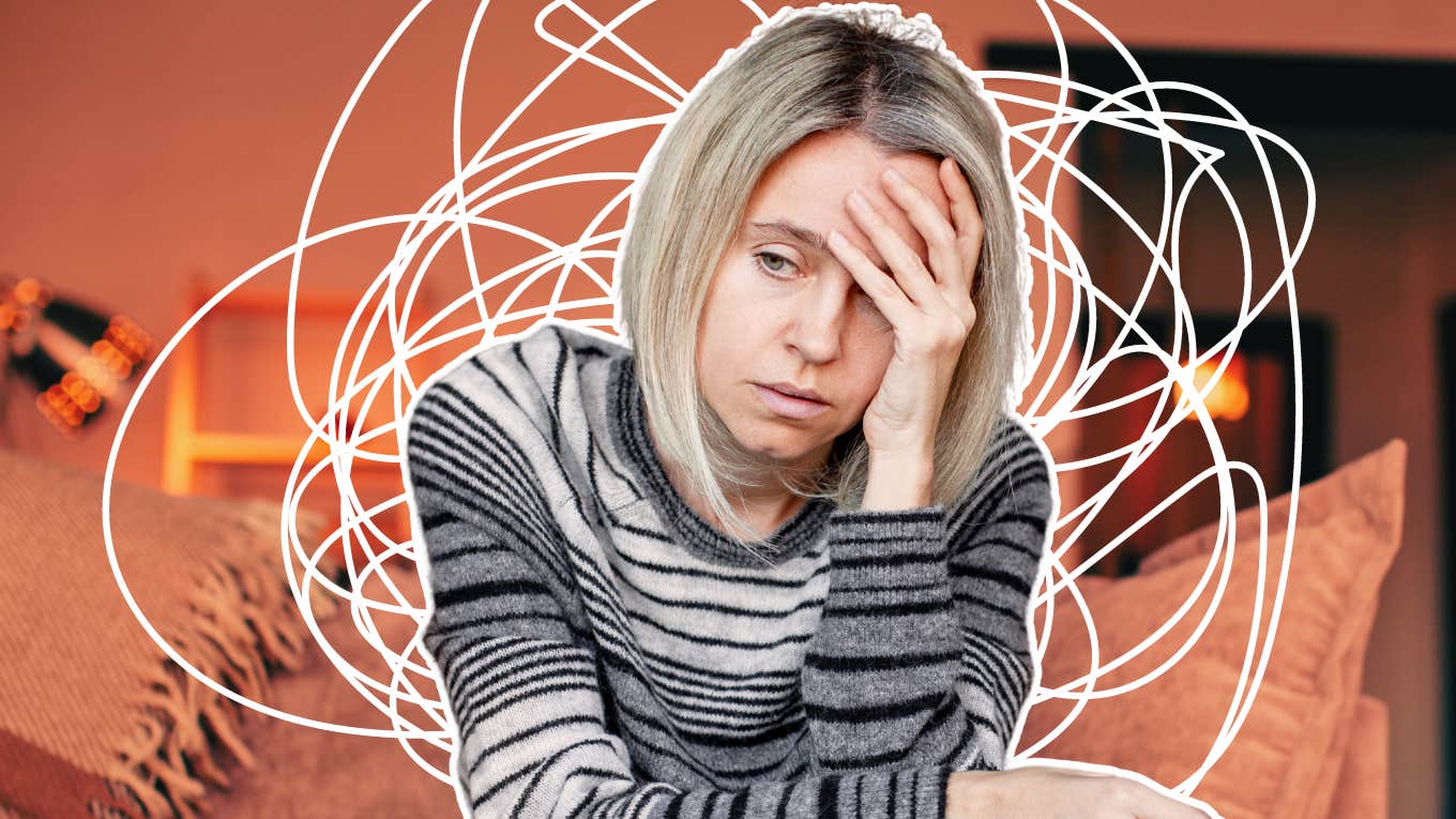 How To Break Common Bad Habits That Cause Women To Stay In Emotionally Abusive Relationships stressed woman sits on couch with head in her hand