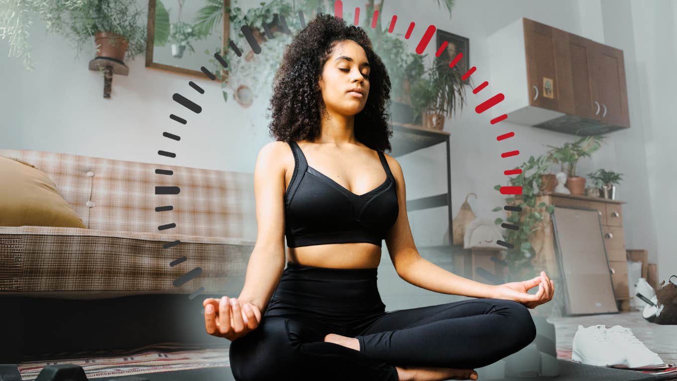 The Fifteen-Minute Life-Changer (Most People Don't Know About) Woman meditating in her living room for 15 minutes a day