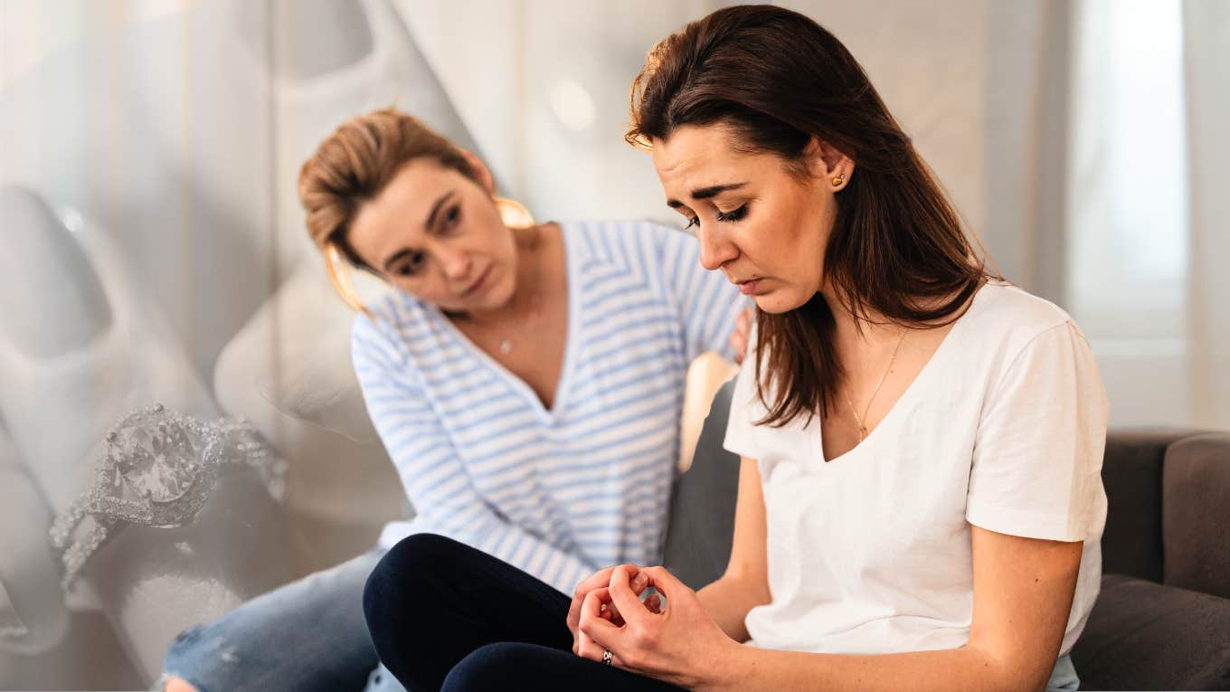 It’s Easier To Stay Married Friend comforting another friend, it's easier to stay married
