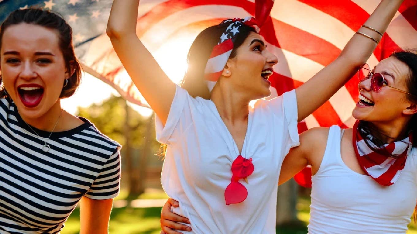 100 Cute, Funny & Patriotic 4th Of July Instagram Captions 3 women celebrating the 4th of July