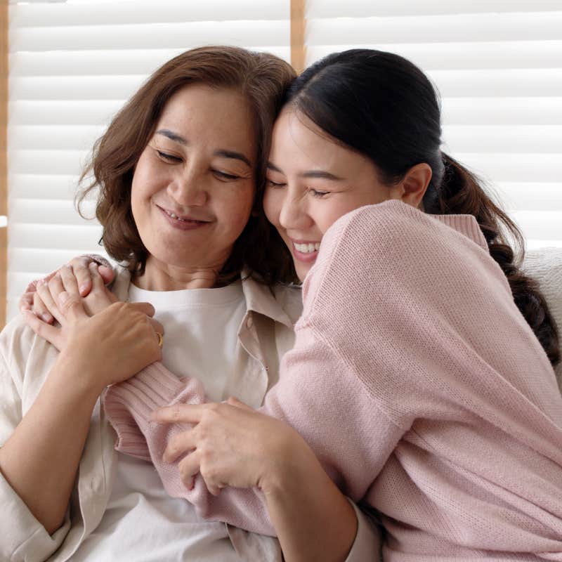 mother and daughter hugging