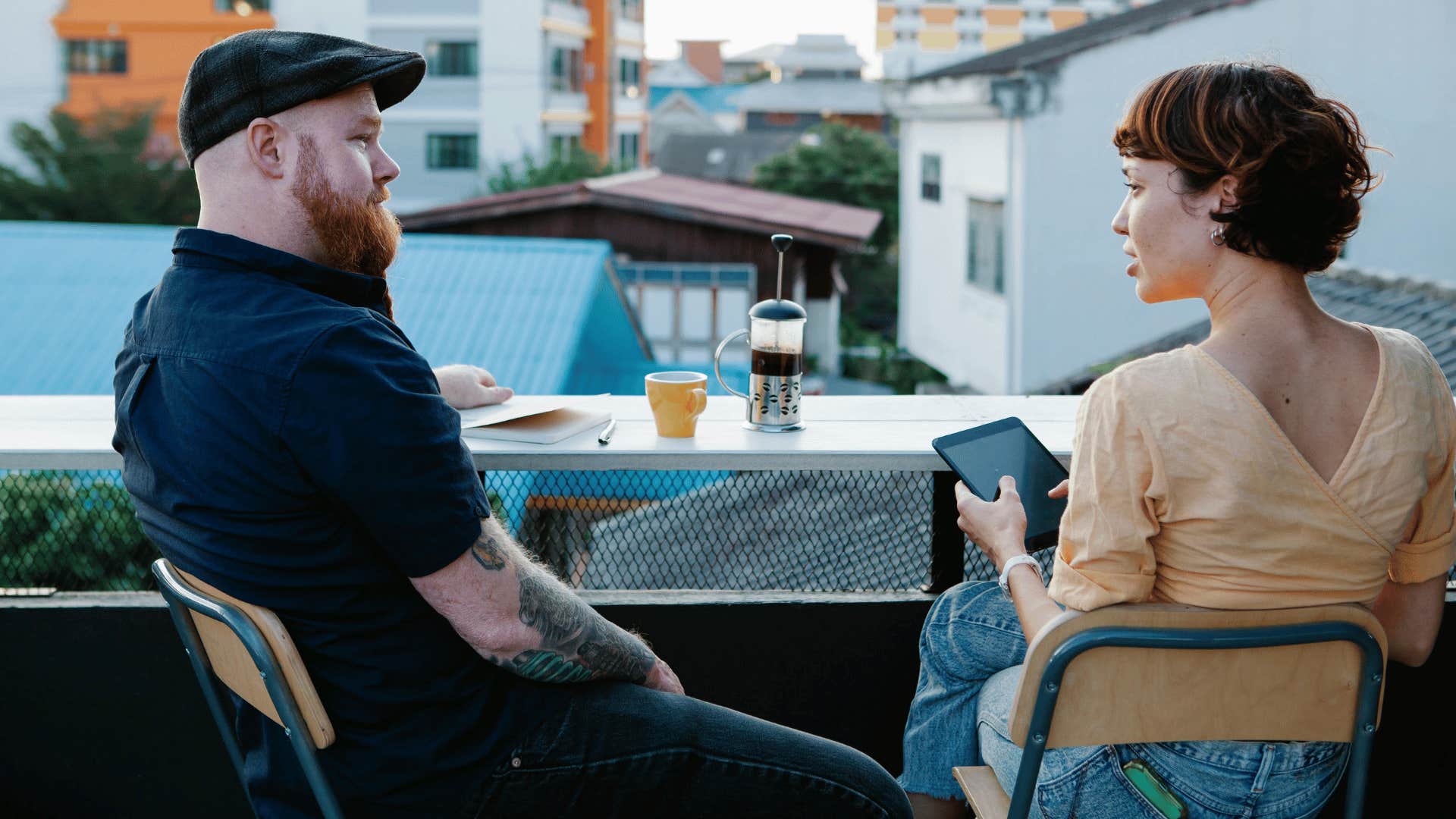 man on a date with a woman