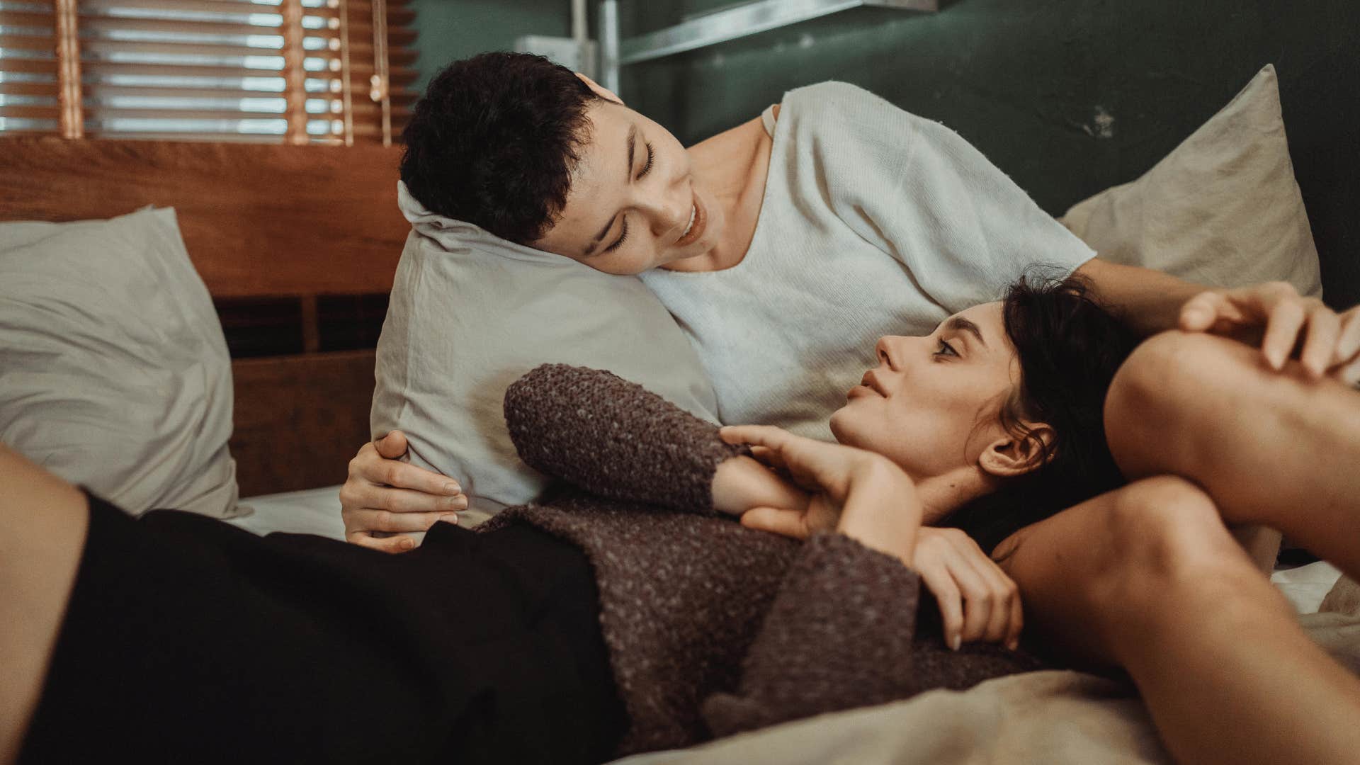 couple cuddling together