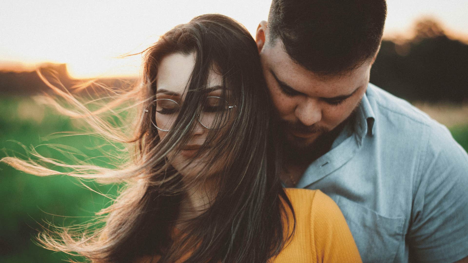 couple eyes closed loving each other