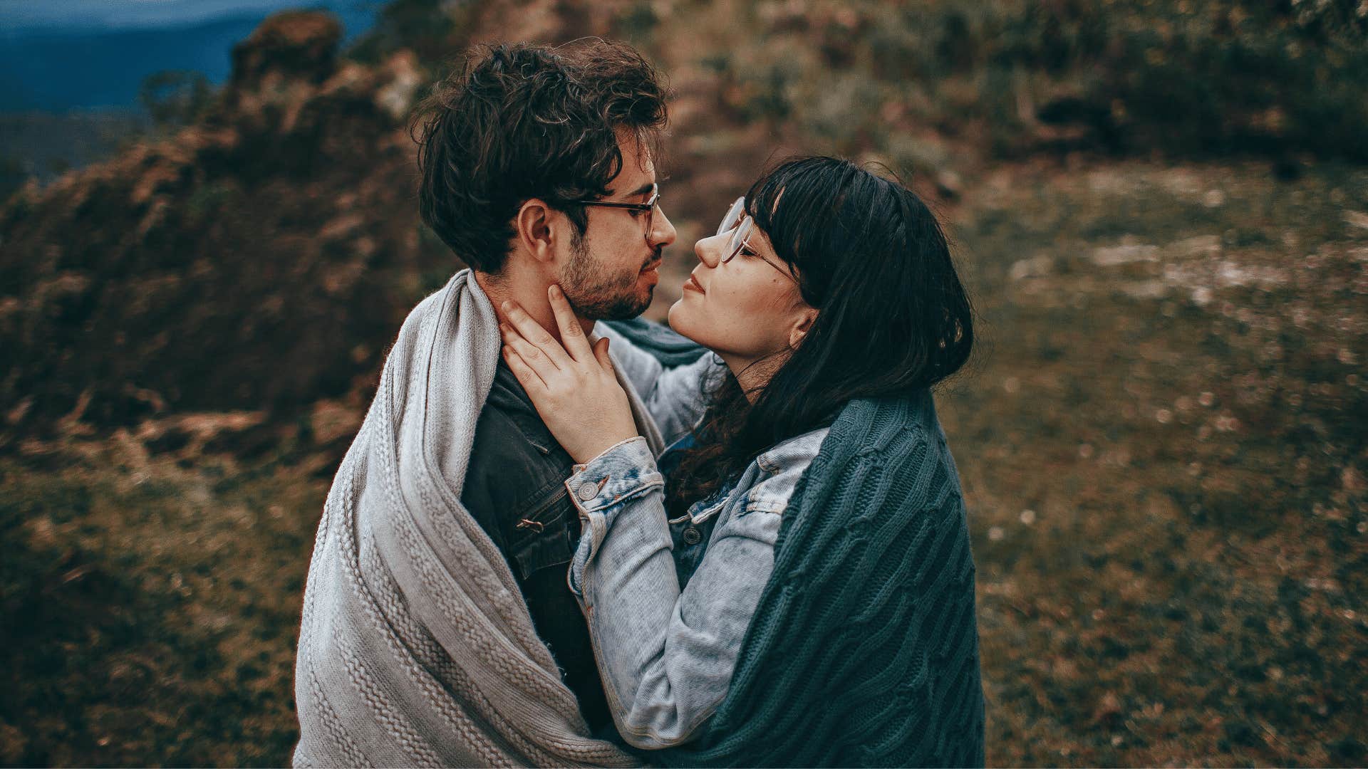 couple going strong about to embrac