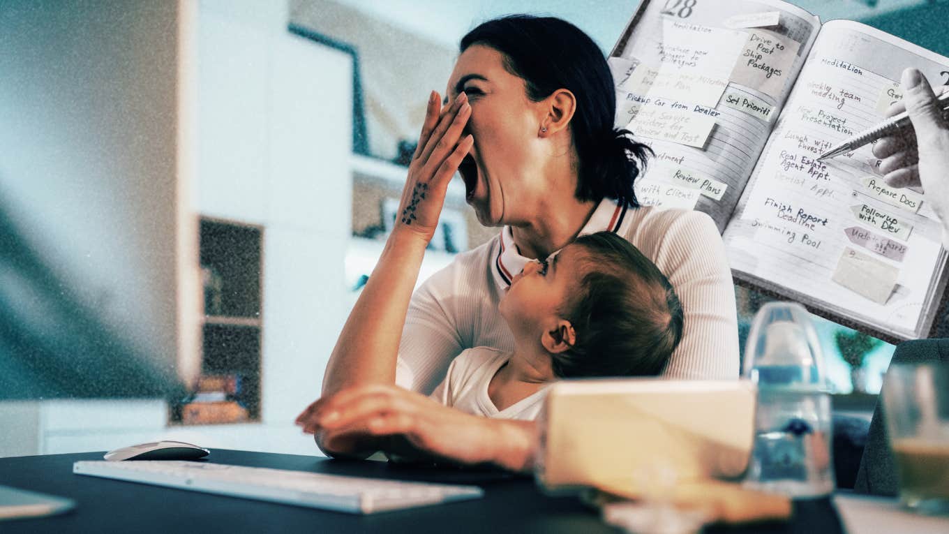 Tired working mother