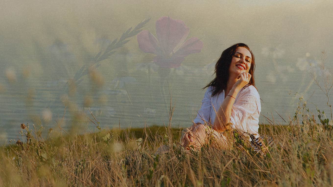 Experts Reveal The 'Perfect Harmony Ratio' In A Marriage Woman in nature is in perfect harmony with her relationship.