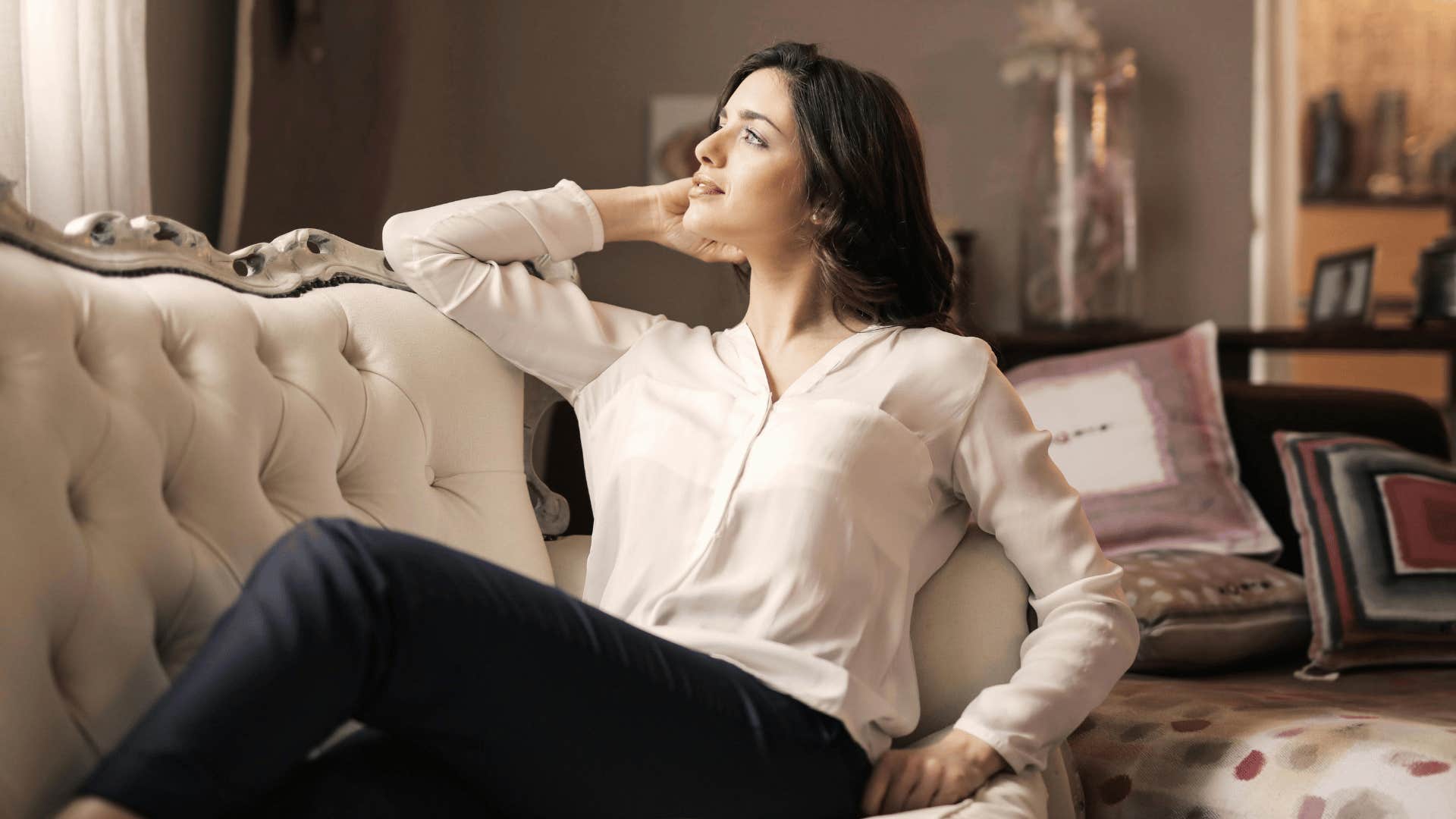 low maintenance woman relaxing at home