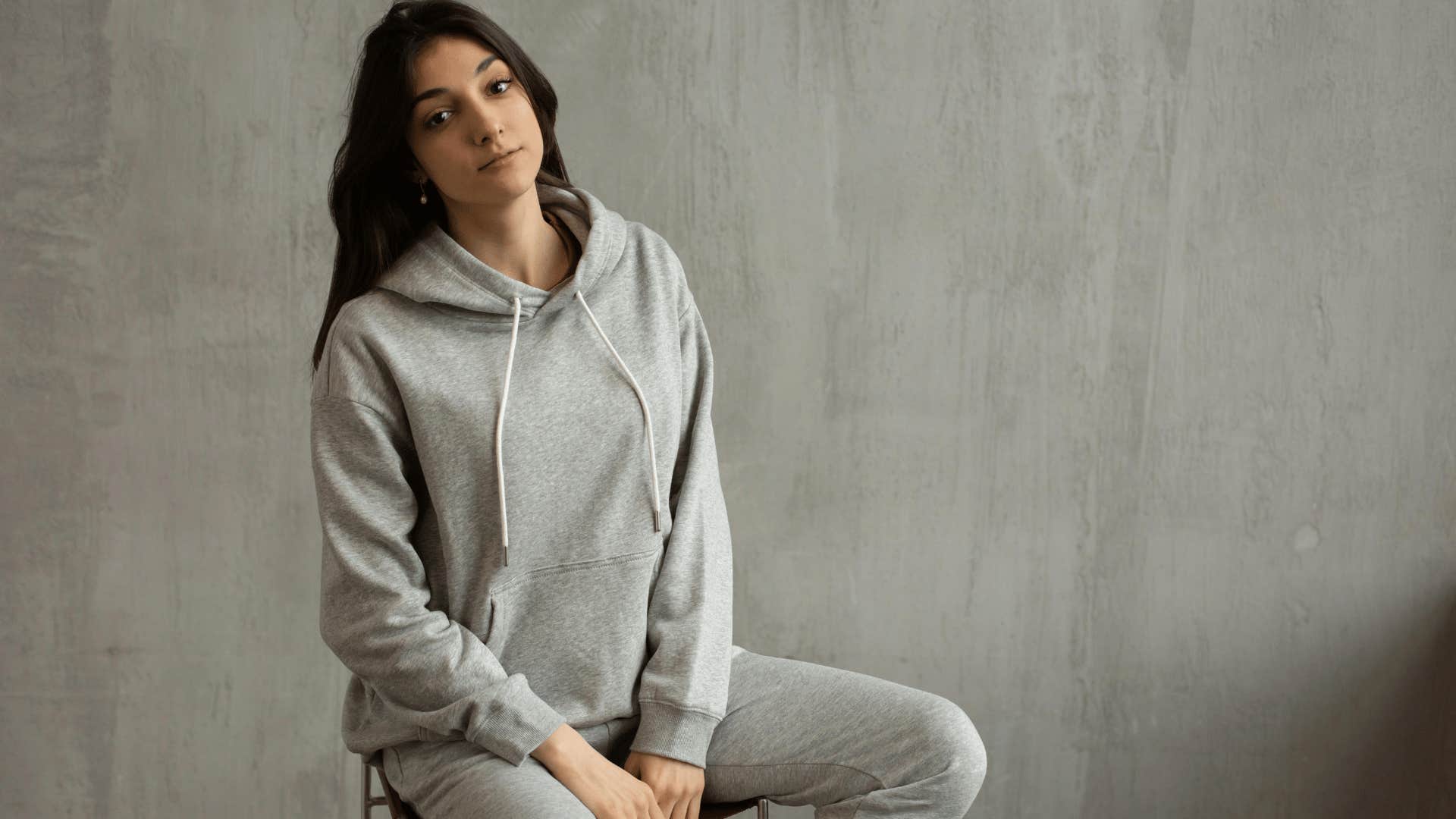 low maintenance woman in sweats