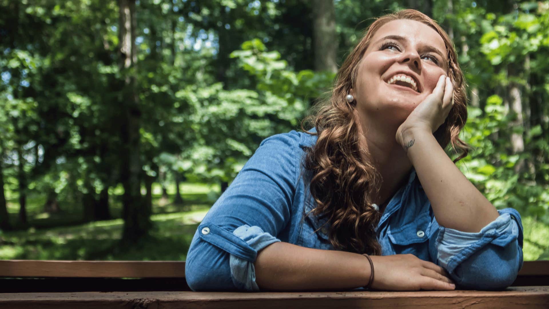 happy woman thinking positive