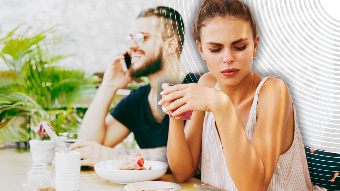 Telltale Signs You Like Him Way More Than He Likes You (Sorry) Woman realizing she is second to his phone