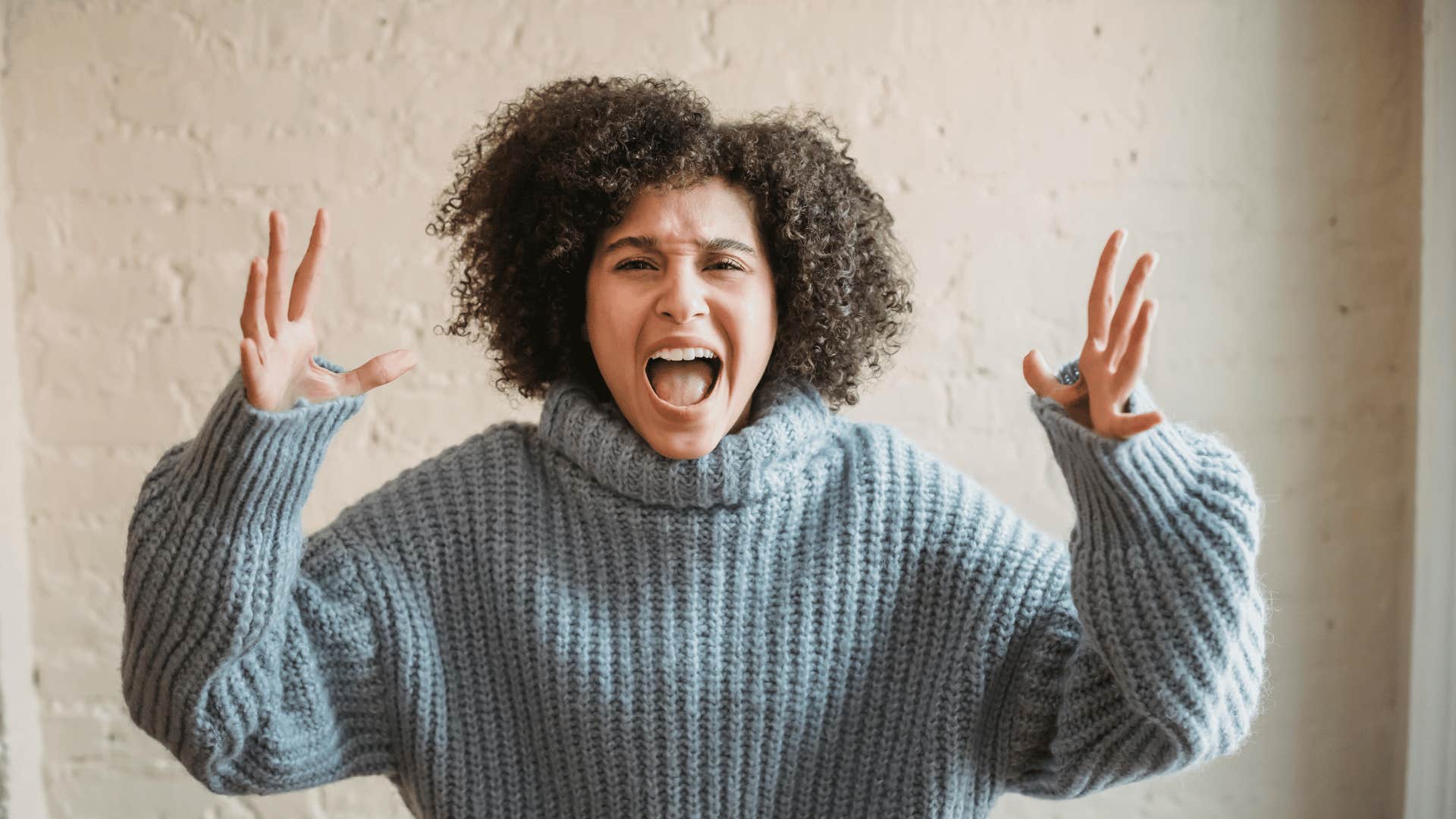 woman letting her anger out