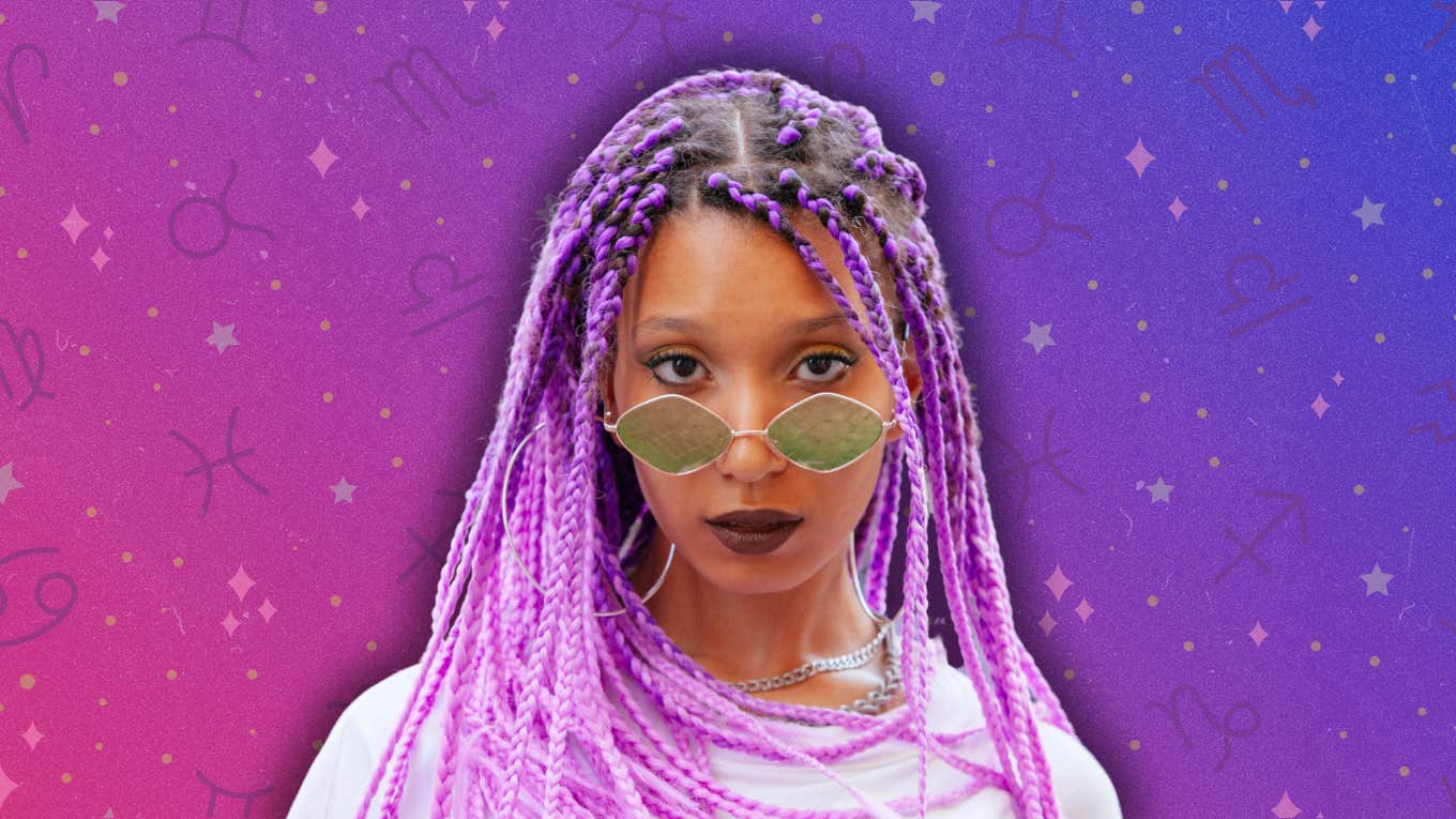 The Way Each Zodiac Acts When Their Relationship Gets Serious woman in sunglasses on zodiac background