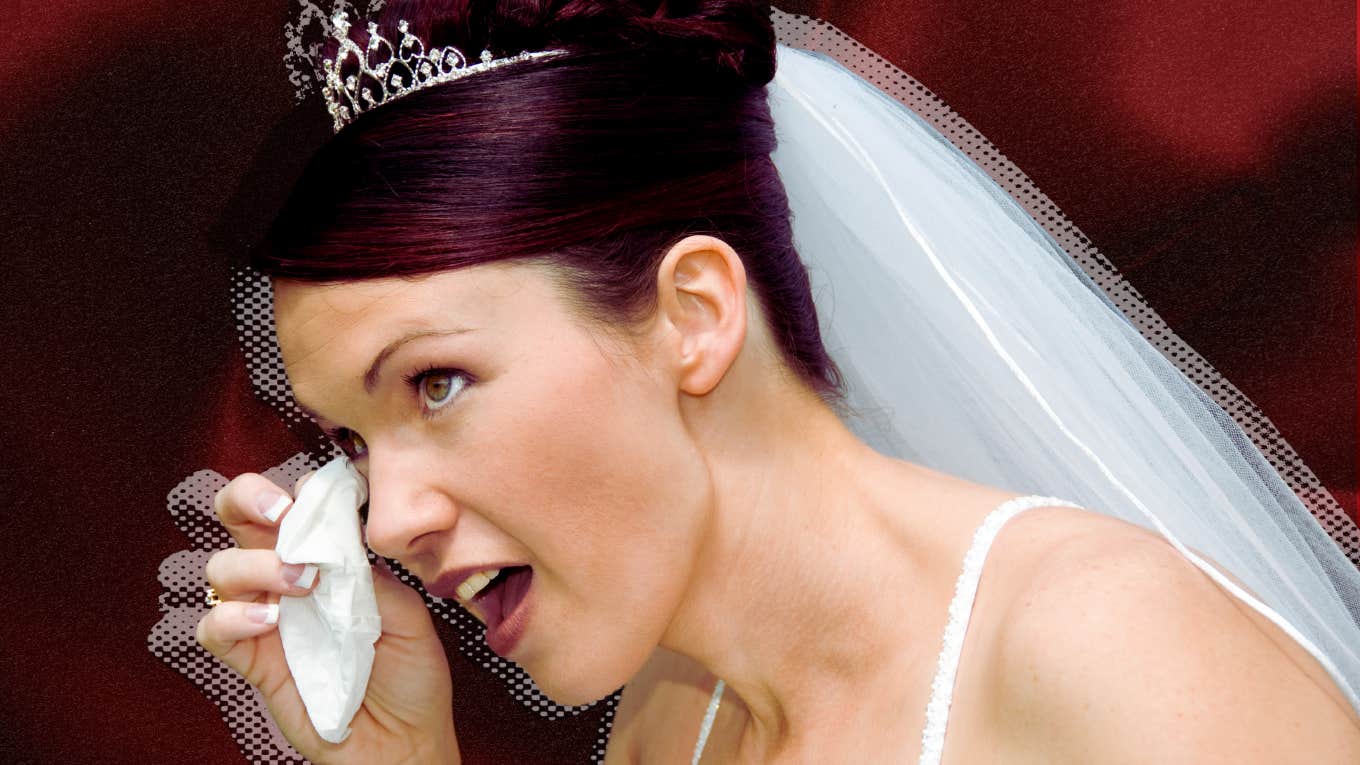 Why Weddings Make Women Irrational (Before They Even Get Engaged) Bride is crying and becomes irrational about her wedding.