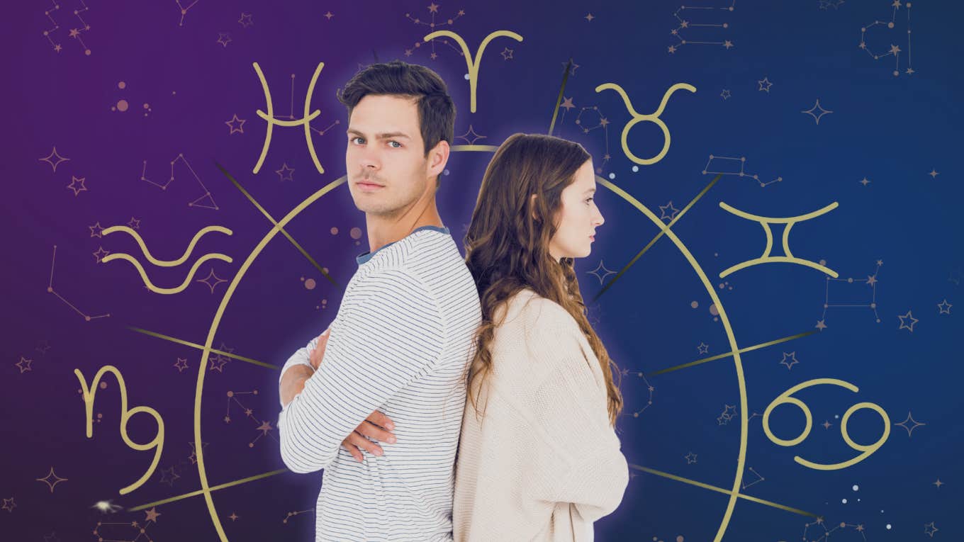Why Your Zodiac Sign Won't Commit In A Relationship non-committal couple facing away from each other