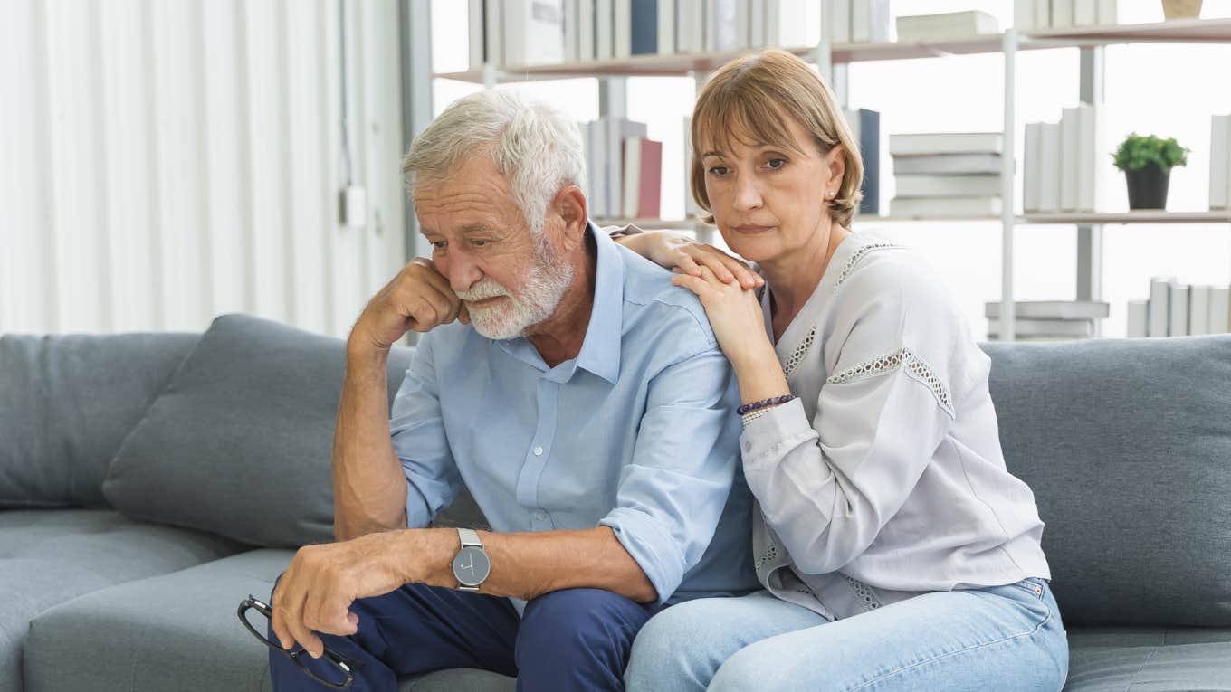 Girl Tells Her Grandparents She Likes Her Other Grandparents More Sad grandparents sitting on a couch