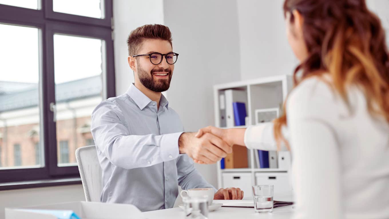 Applicant Rejected After 5 Rounds Of Interviews Says Recruiter Never Intended To Hire Externally job applicant shaking hiring managers hand during interview