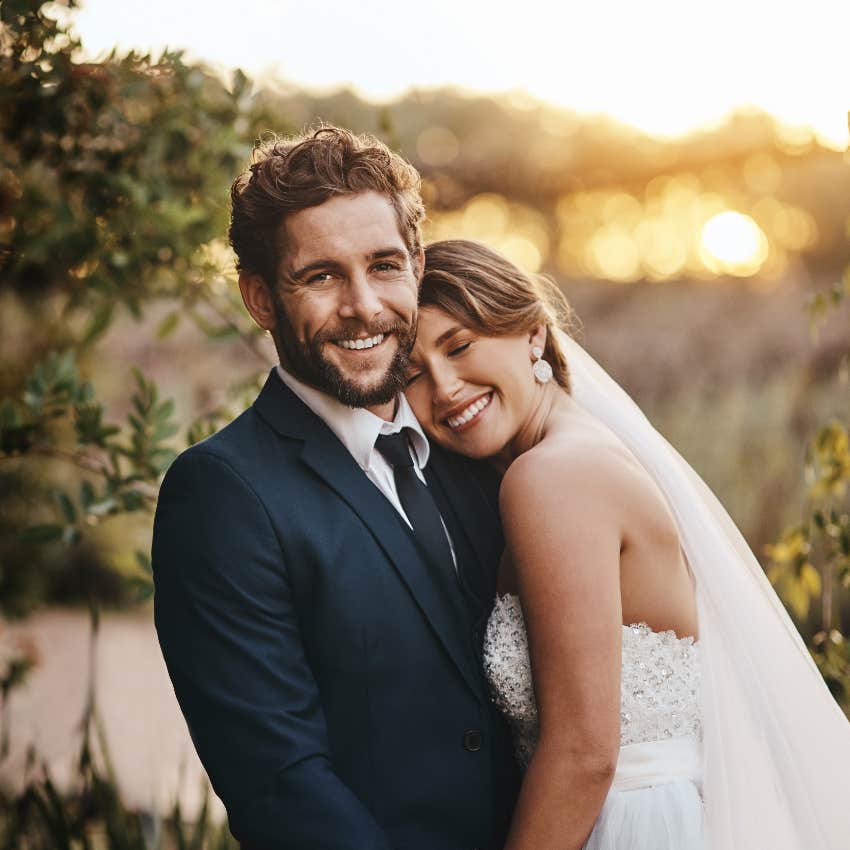 Happy bride and groom