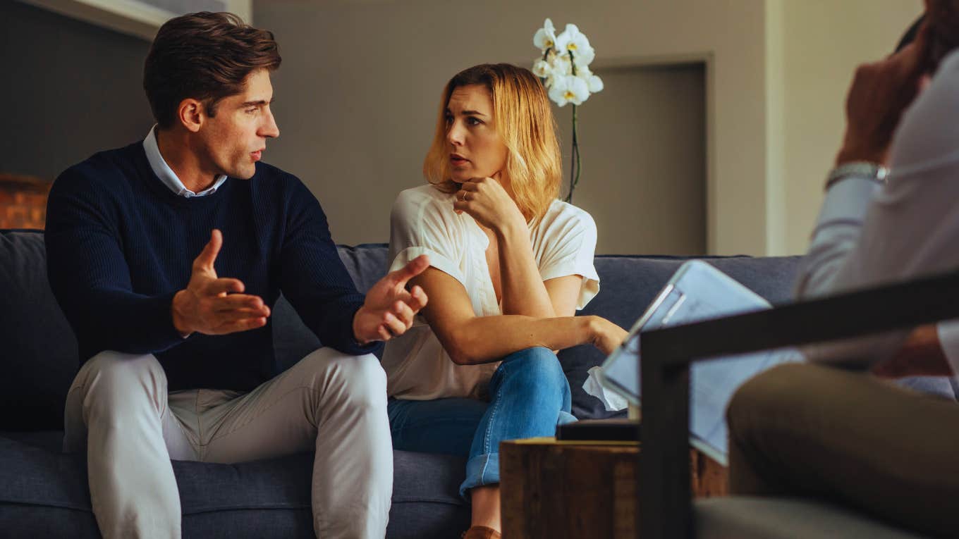 Top 4 Complaints Husbands Have About Their Wives In Therapy, Husband shares complaints with wife during couples counseling.