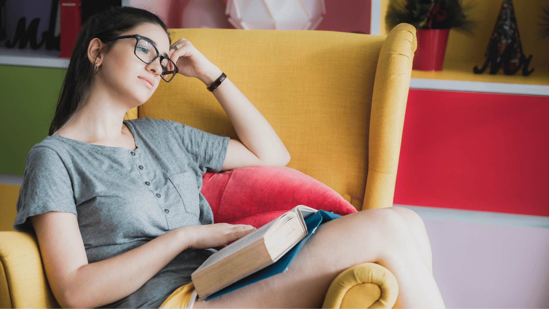 young woman reading a book