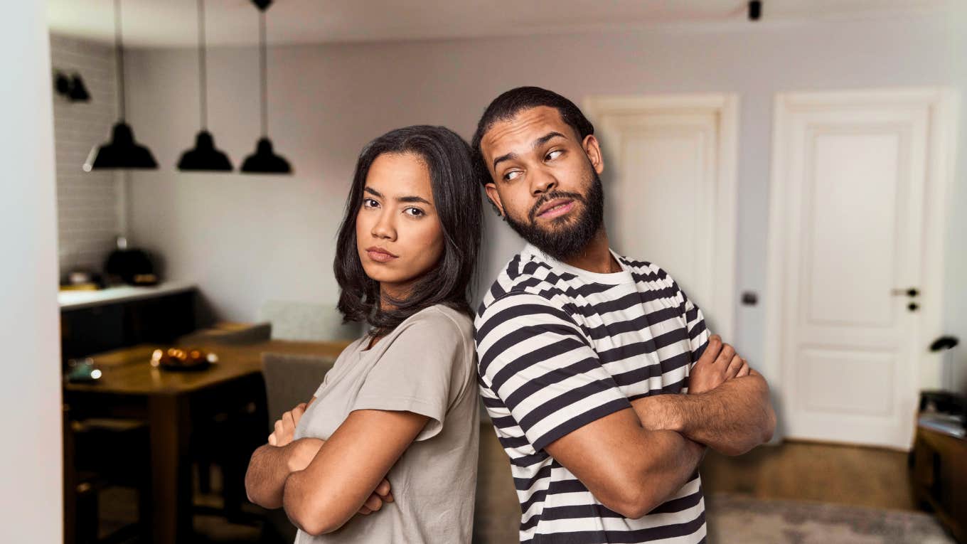 The Silent Sins That End Marriages, According To Psychology Couple silently holding in their resentment for each other