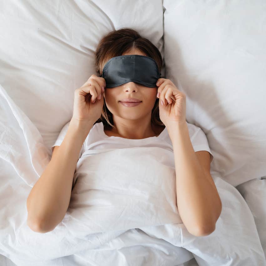 Joyful woman going to bed