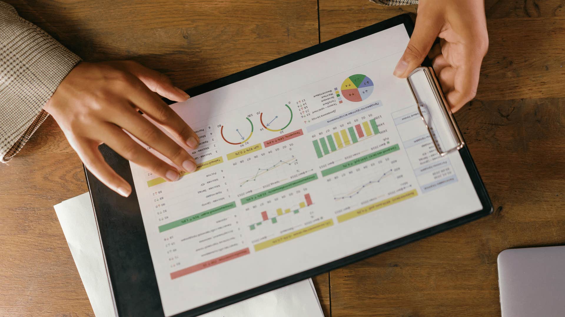 charts and graphs on a clipboard