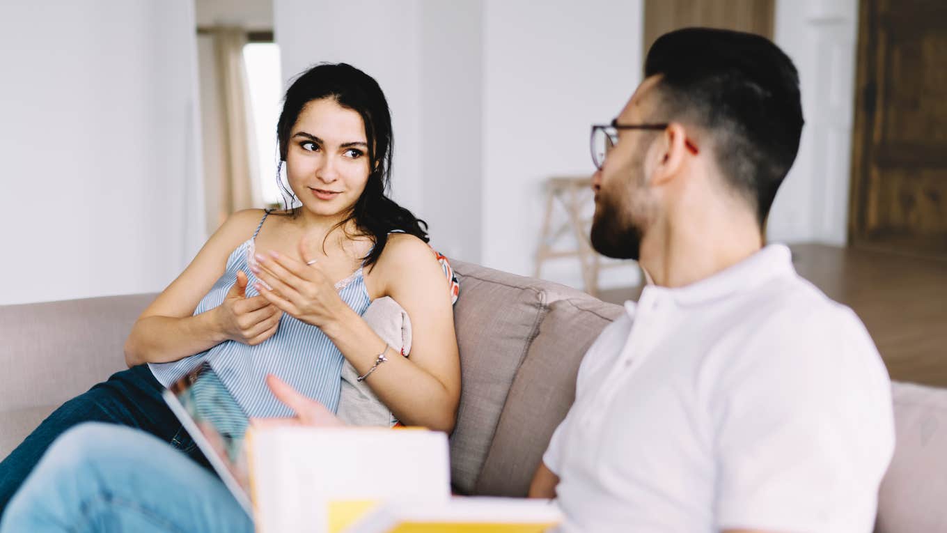 The Harmful 3-Letter Word To Never Say While Fighting (If You Want To Stay Married) Married couple in a fight.