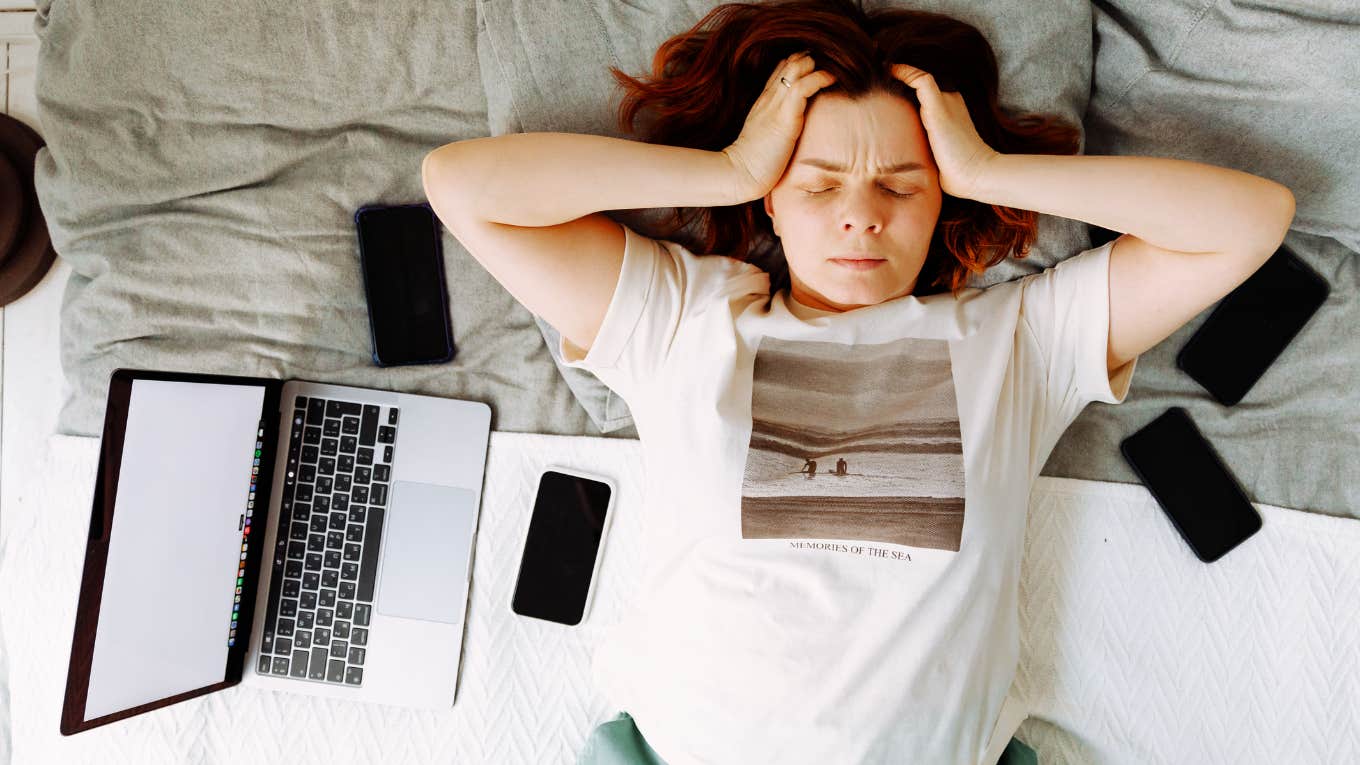 Corporate America Was Not Designed For People Like Me, So I Refuse To Participate Neurodivergent corporate woman, overwhelmed at home by work