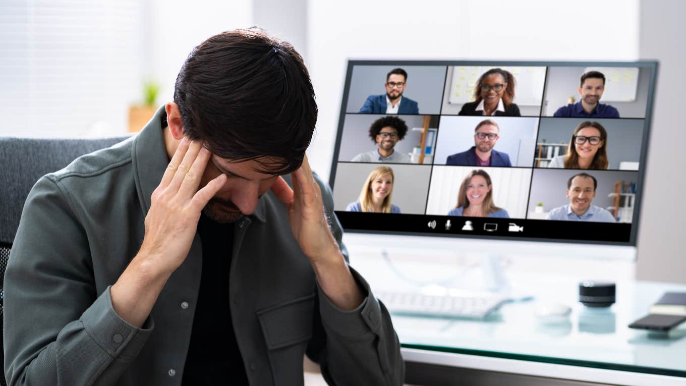 Meetings Have Replaced Actual Work At White Collar Jobs Annoyed worker in meeting