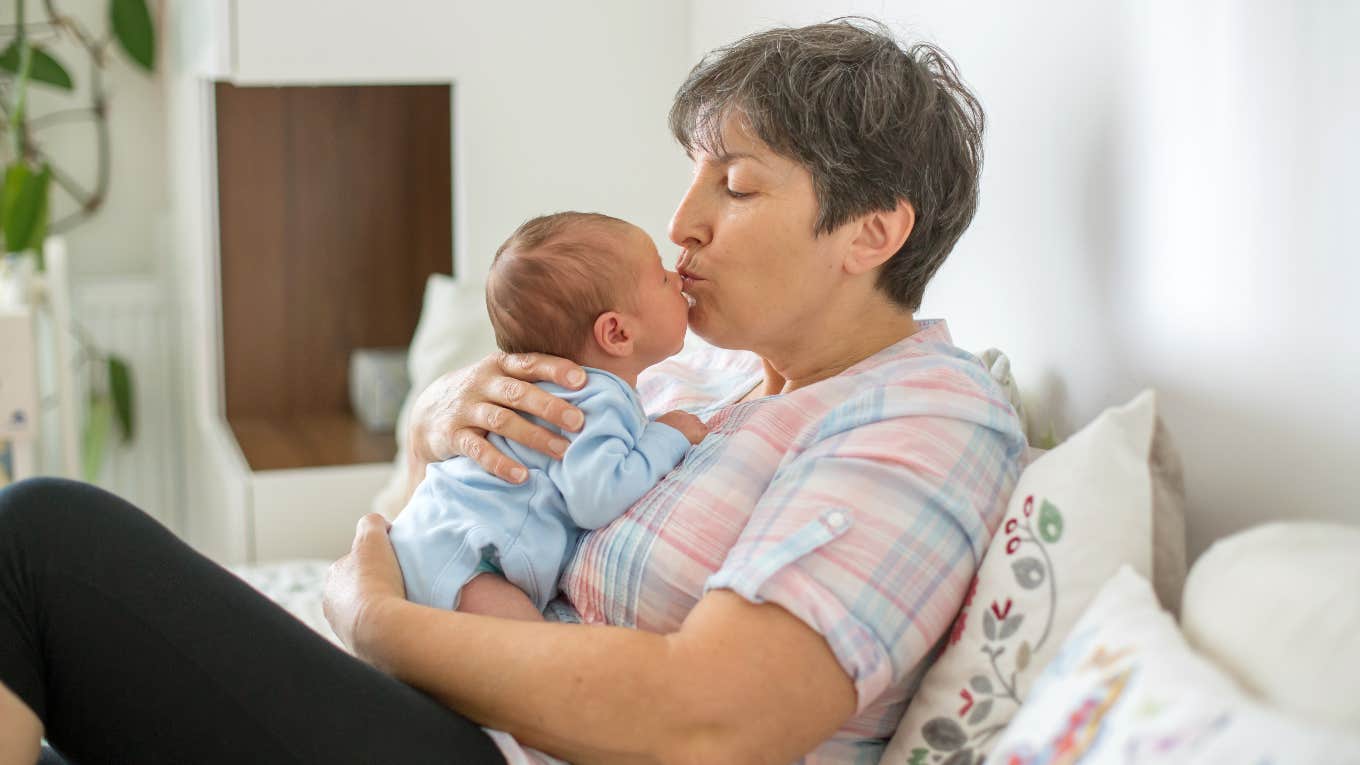 New Mom Irked By How Much Her Mother Loves Her Daughter Grandma and newborn baby