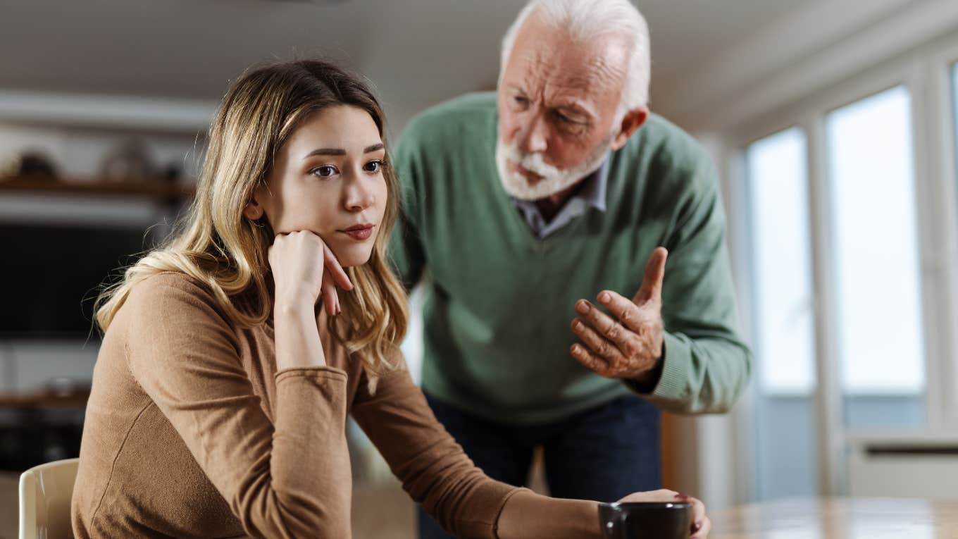 Parents Who Say These Phrases Usually Don't Stay Close To Their Adult Kids senior father scolding adult daughter