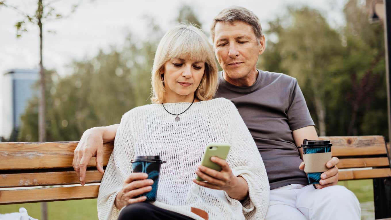 Why Your Husband Is Not The Same Man You Married, According To Psychology Husband and wife sitting on bench