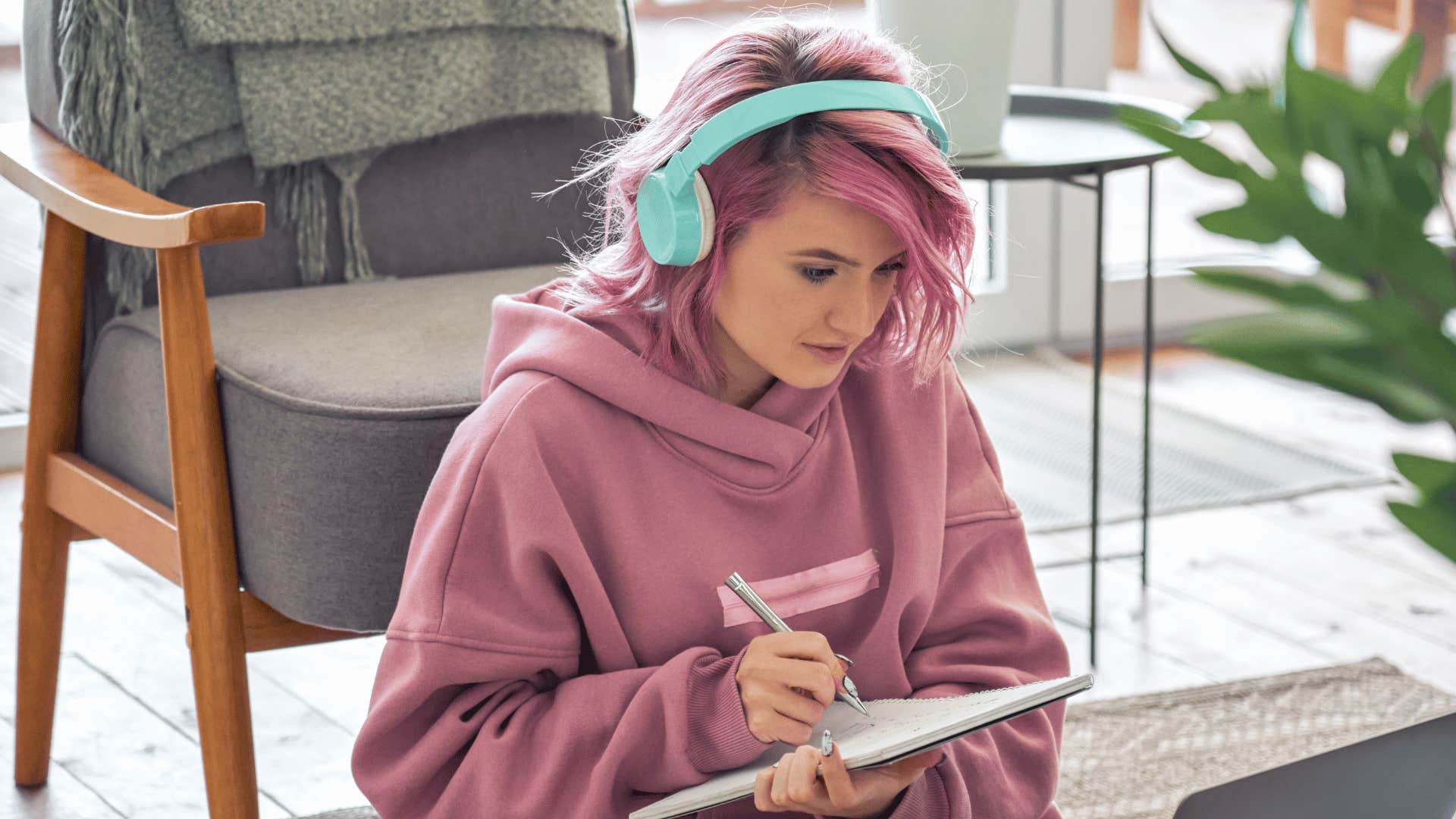 young woman studying
