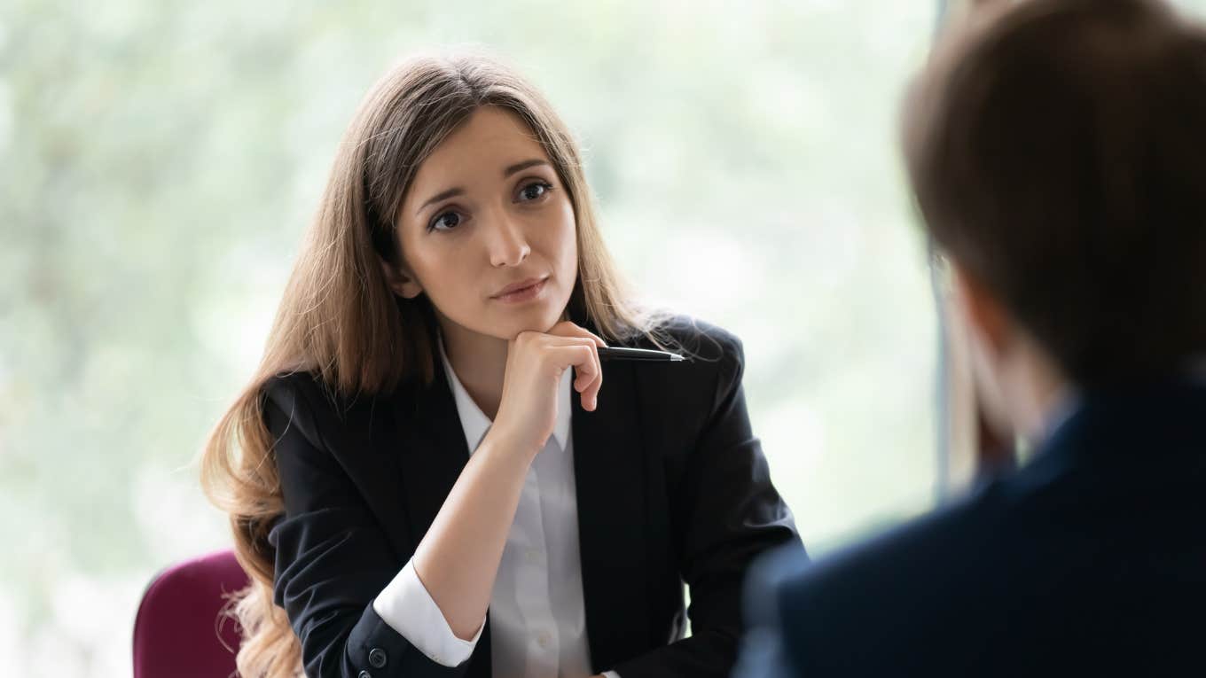 The Job Interview Red Flag That Hints You Won't Last Long At A Company recruiter conducting a job interview