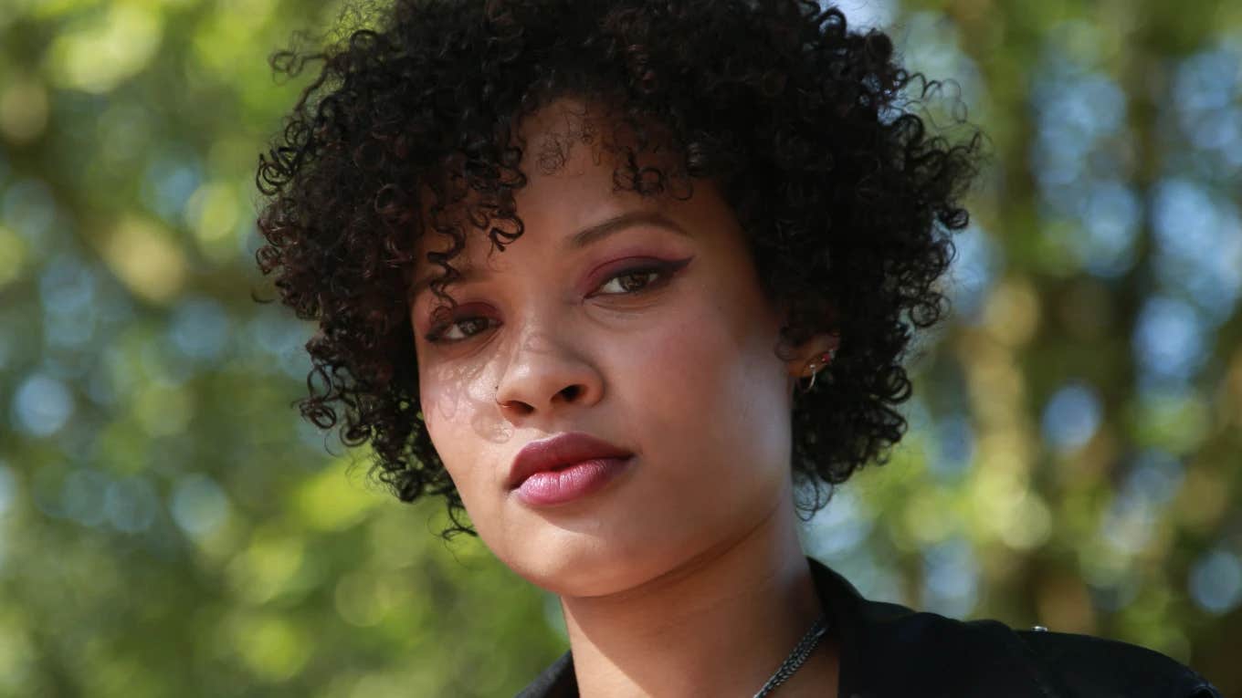ungrateful woman looking serious